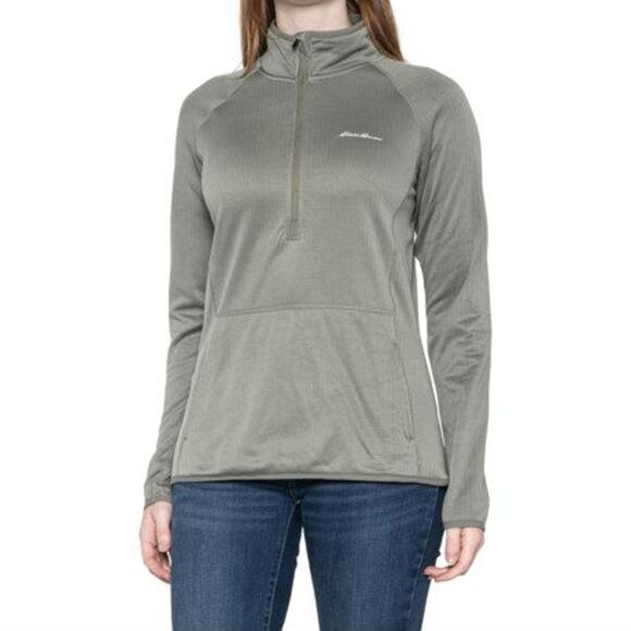 Eddie Bauer Grid Fleece Zip Womens Small Sage Long Sleeve - Picture 1 of 2